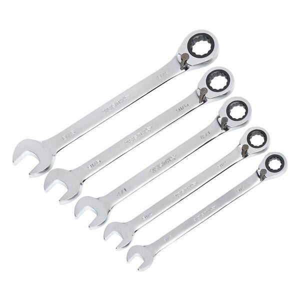 9-Piece SAE Ratcheting Wrench Set - Reversible Combination Spanners 1/4" To 3/4" With Roll Pouch