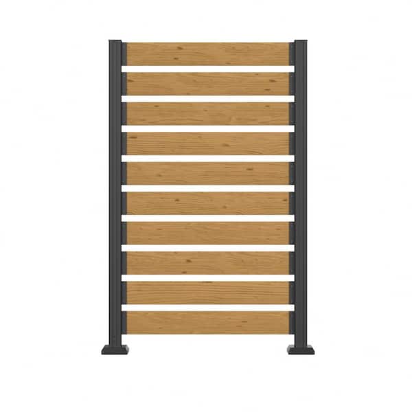 5 ft. x 3.3 ft. (1-Panel) Outdoor Fir Wood Flat Top Privacy Fence Screen with Metal Stakes for Soft and Hard Ground