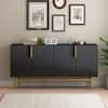 Harper & Bright Designs Black Wood 60 in. Minimalist Style Sideboard ...