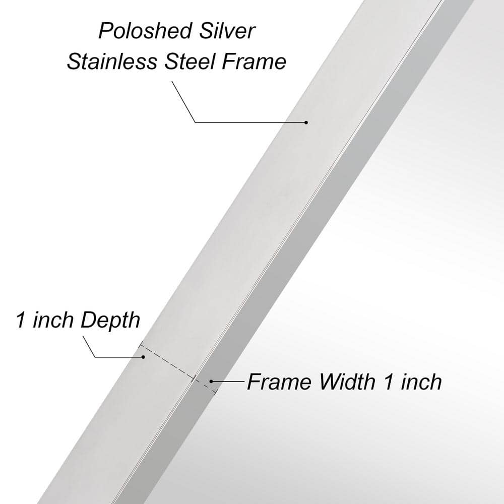 Sleek Contempo 24" x 36" Stainless Steel Rectangular Wall Mirror