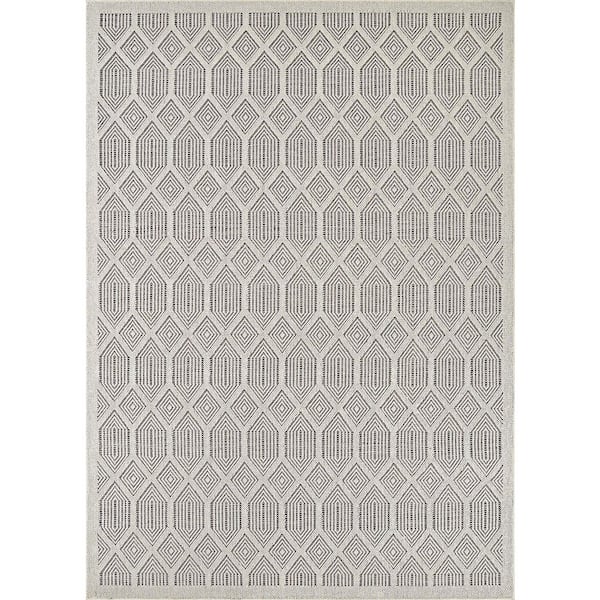 Liguria Rapallo Pebble 5 ft. x 8 ft. Contemporary Flatweave Geometric Polypropylene Rectangle Indoor/Outdoor Area Rug