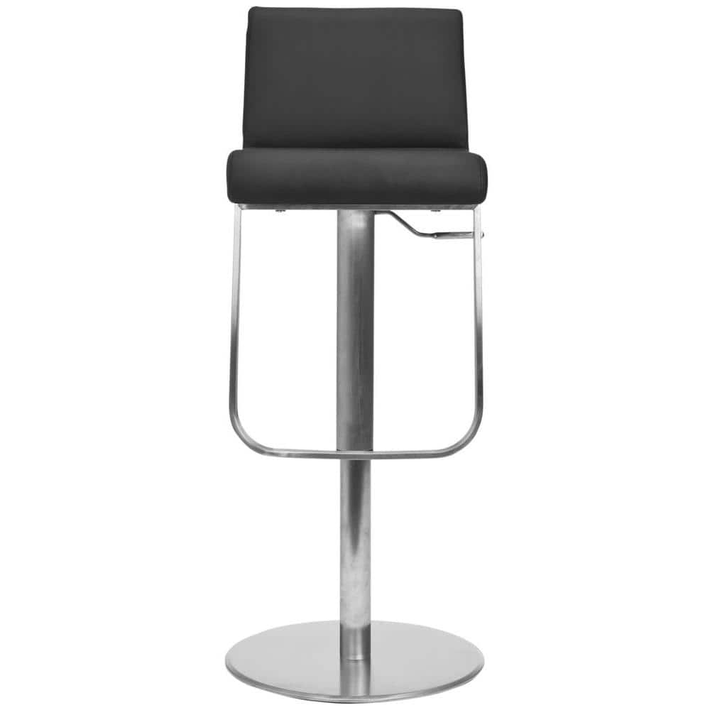 Black Adjustable Swivel Bar Stool with Stainless Steel Base