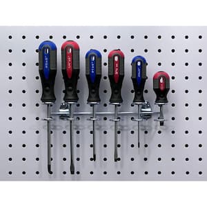 9 in. W Stainless Steel Multi-Ring Tool Holder for 1/8 in. and 1/4 in. Pegboard (1-Pack)