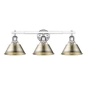 Orwell 27.25 in. 3-Light Chrome and Aged Brass Vanity Light