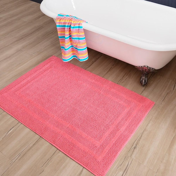 Pink Bathroom Rugs Non Slip Small Bath Mat For Bathroom Coral Pink