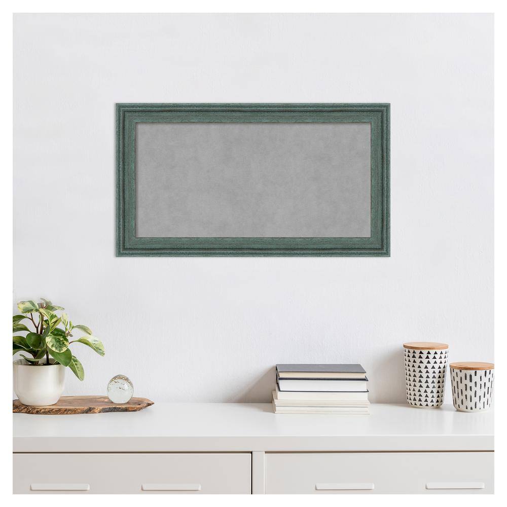 27"x15" Teal Gray Wood Framed Magnetic Board