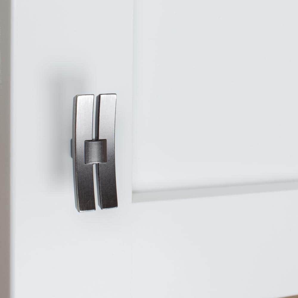 Brushed Pewter Dual Bar Cabinet Knob Set with Mounting Hardware