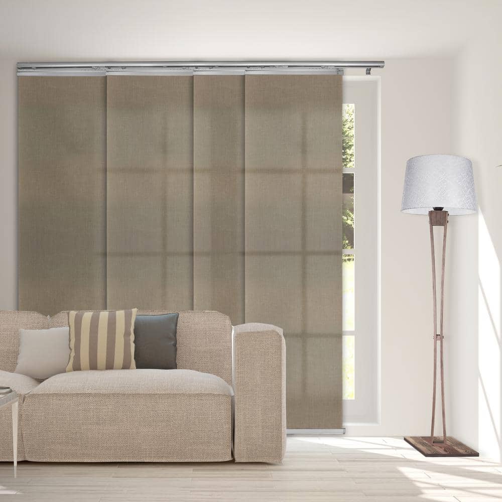 Linen Beige 48 in. - 88 in. W x 94 in. L Adjustable 4- Panel White Single Rail Panel Track with 23.5 in. Slates price history on PriceWatchPro