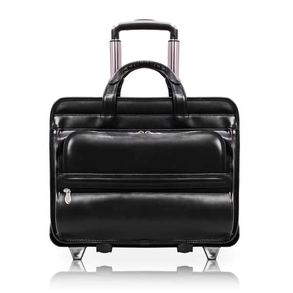 Franklin Covey Black Leather Briefcase Laptop Bag