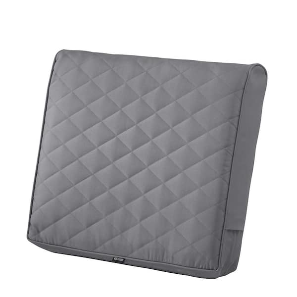Classic Accessories Montlake FadeSafe 21 in. W x 20 in. D x 4 in. Thick Grey Outdoor Quilted Lounge Chair Back Cushion
