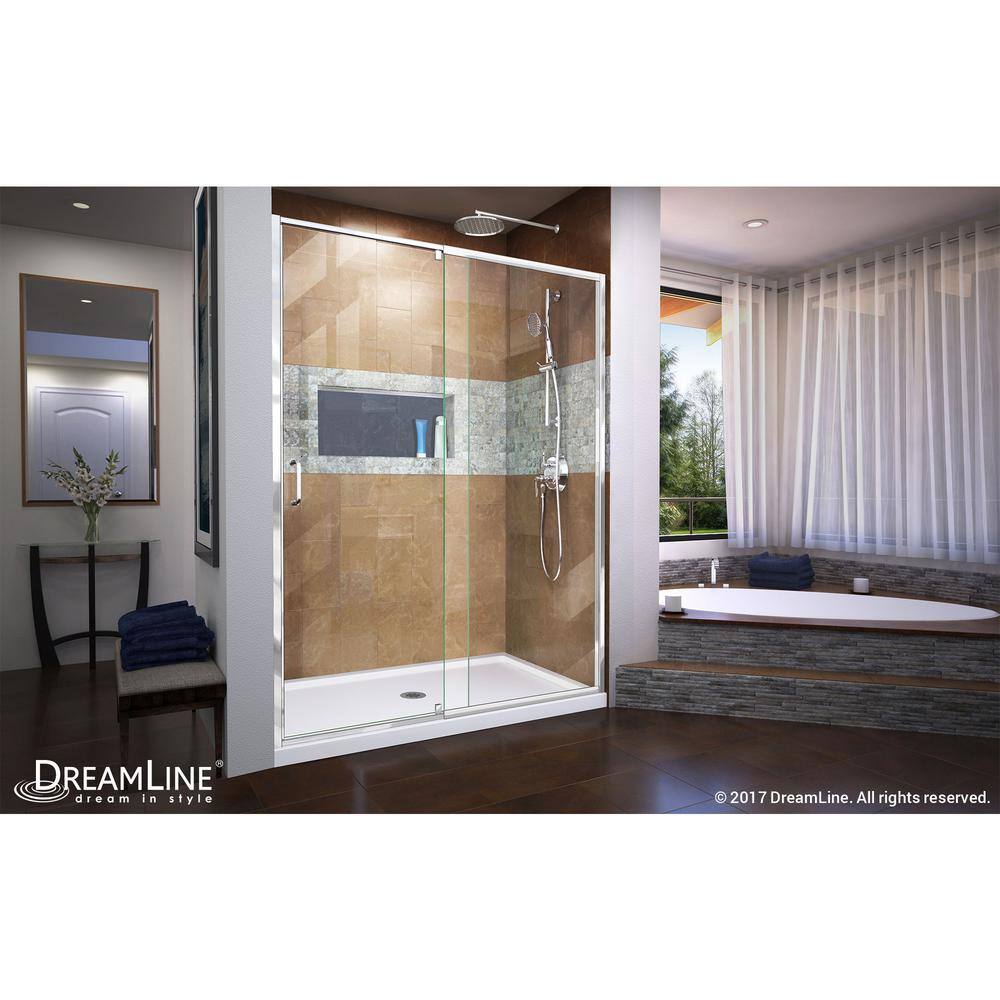 Chrome Semi-Frameless Pivot Shower Door with Clear Glass