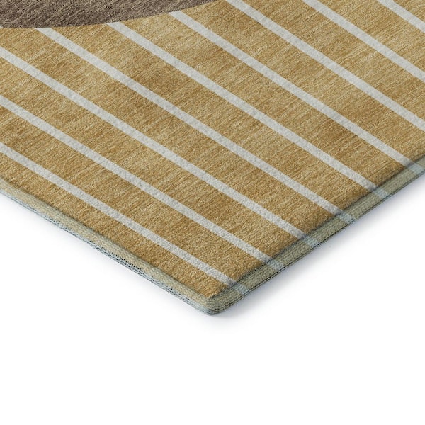 Mayfield Premium Machine Washable Abstract AMF994 Wheat 5 ft. x 7 ft. 6 in. Area Rug