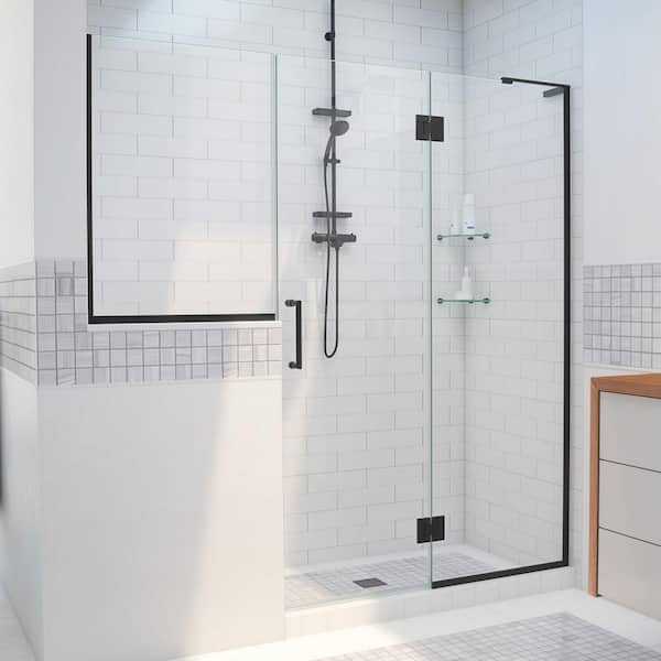 DreamLine Unidoor-X 72 to 72.5 in. x 72 in. Frameless Hinged Shower Door in Matte Black