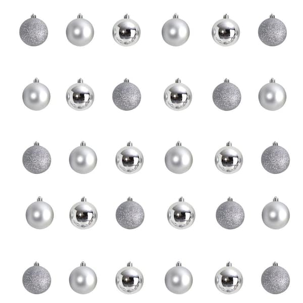 2.5 in. Shatterproff Holiday Christmas Ornament Set with Re-Useable Storage Container (30-Pack)