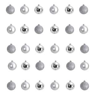 2.5 in. Shatterproff Holiday Christmas Ornament Set with Re-Useable Storage Container (30-Pack)
