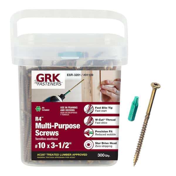 GRK Fasteners #10 x 3-1/2 in. Star Drive Bugle Round Head R4 Multipurpose Framing and Decking Screws (300-Pack)
