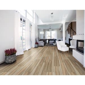 Ansley Cafe Brown 9.38 in. x 37.5 in. Matte Ceramic Wood Look Floor and Wall Tile (14.76 sq. ft./Case)