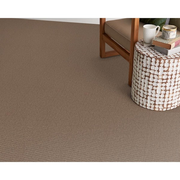 Terrain - Taupe - Brown 13.2 ft. 34 oz. Wool Loop Installed Carpet