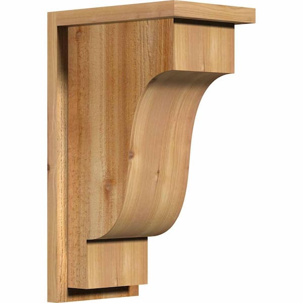 Ekena Millwork 8 in. x 12 in. x 20 in. Newport Rough Sawn Western Red Cedar Corbel with Backplate