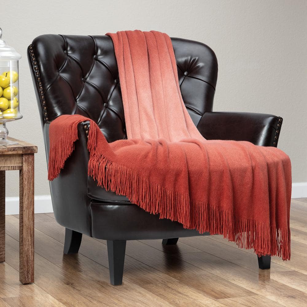 Hawaiian Sunset Ombre Acrylic Throw Blanket with Tassels