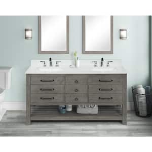 Nashua 61 in Bath Vanity in Gray with Engineered Stone Vanity Top in White with Basin