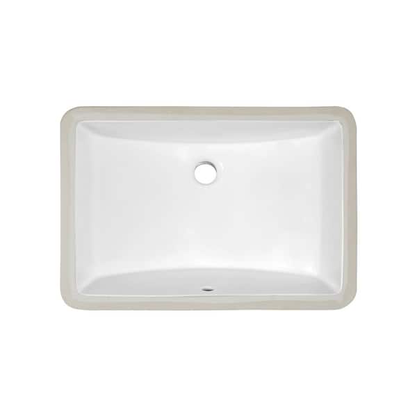PELHAM & WHITE Packard 21 in. Undermount Ceramic Rectangular Bathroom Sink in White