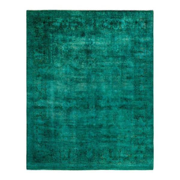 Fine Vibrance Green 8 ft. x 10 ft. Solid Wool Indoor Area Rug
