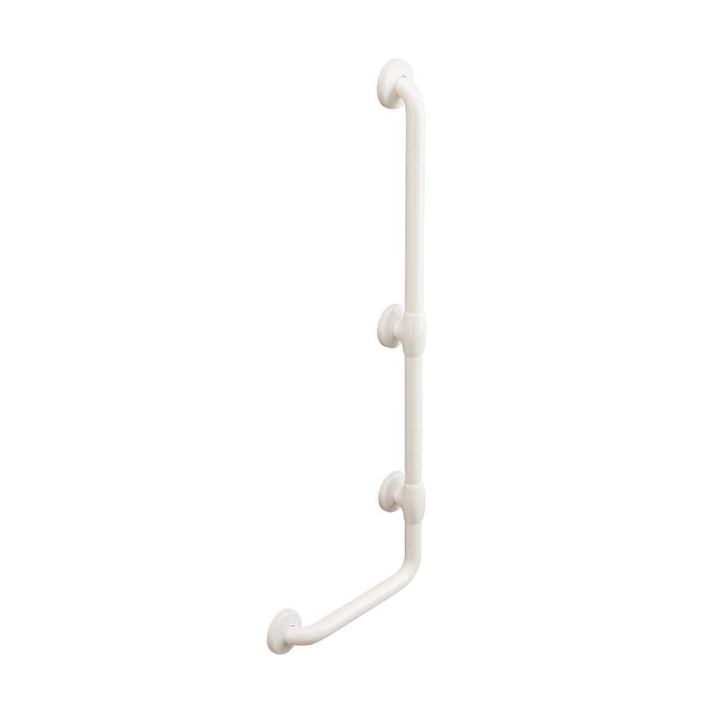 32 in. Antimicrobial Vinyl Coated L-Shape Grab Bar in White