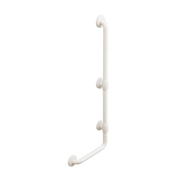 Unbranded 32 in. Antimicrobial Vinyl Coated L-Shape Grab Bar in White
