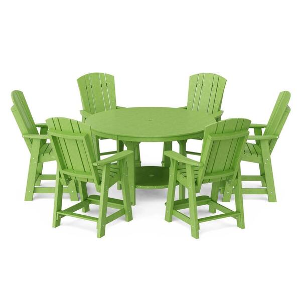 WILDRIDGE Heritage Lime Green 7Piece Plastic Outdoor Patio 60" Counter