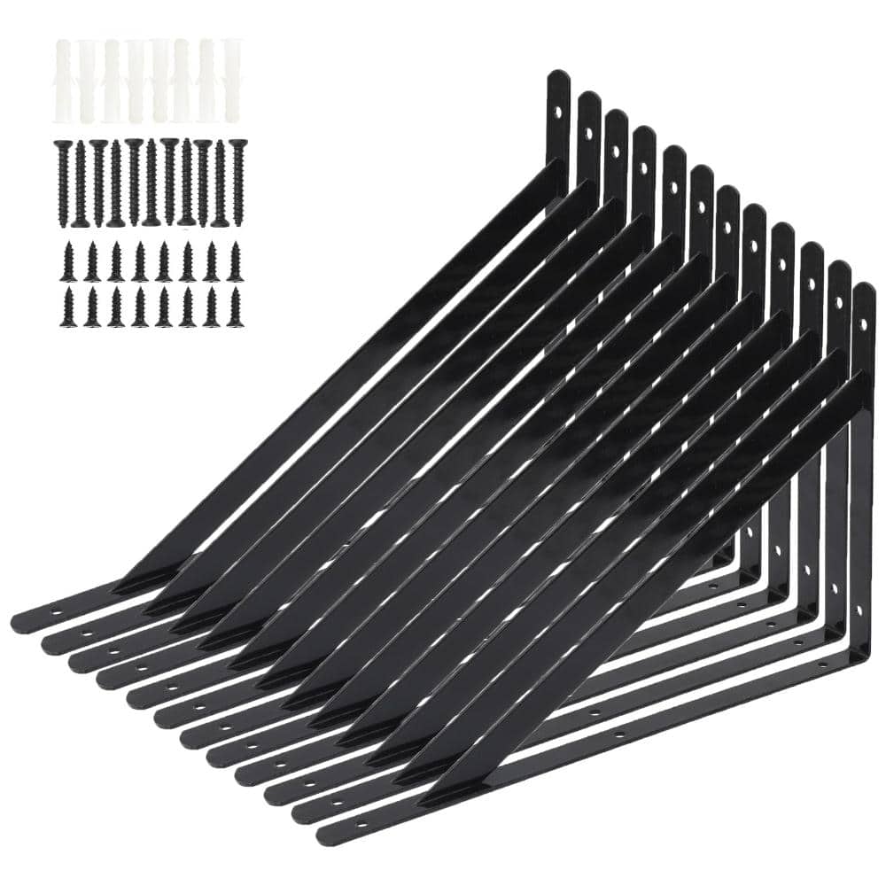 12-Pack Heavy Duty Black Metal Shelf Brackets (10x16inch) with Screws price history on PriceWatchPro