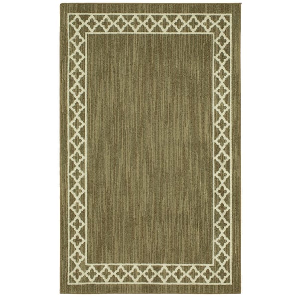 Mohawk Home Modern Basics Moroccan Border Dark Khaki/Cream 8 ft. x 10 ft. Area Rug