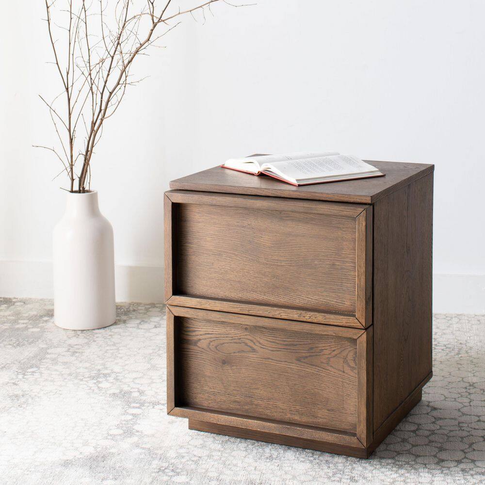 Zeus Medium Oak 2 Drawer Nightstand