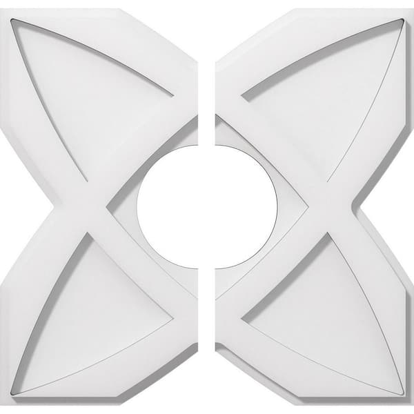 Ekena Millwork 1 in. P X 5-1/2 in. C X 16 in. OD X 5 in. ID Titus Architectural Grade PVC Contemporary Ceiling Medallion, Two Piece