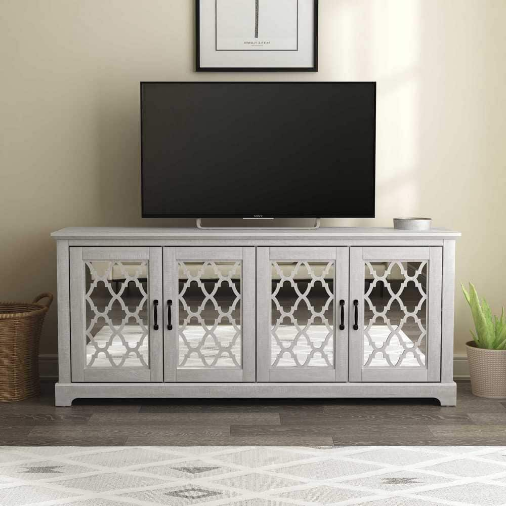 Heron 68.2 in. Dusty Gray Oak 4 Door Wide TV Stand Fits TV's up to 75 in -  GALANO, SH-DIPU7434WAY