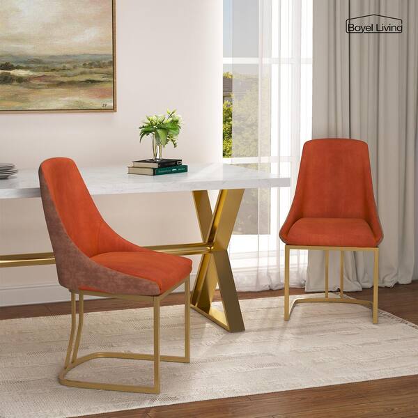 Boyel Living Red PU Modern Dining Side Chair with Metal Legs and