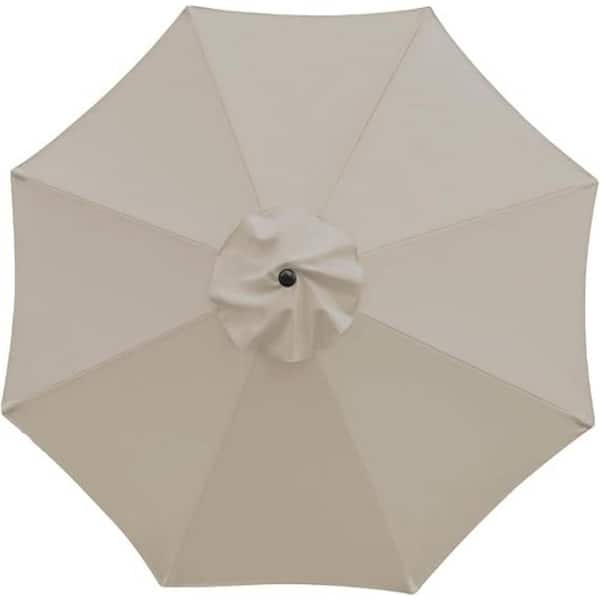9 ft. Patio Umbrella Replacement Canopy Market Umbrella Top Outdoor Umbrella Canopy with 8 Ribs in Light Brown