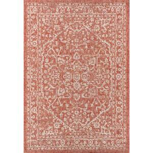 Malta Bohemian Medallion Red/Taupe 7 ft. 9 in. x 10 ft. Textured Weave Indoor/Outdoor Area Rug