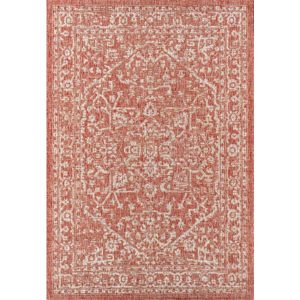 Malta Red and Taupe Medallion 8' x 10' Indoor/Outdoor Rug