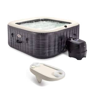 PureSpa Plus 4-Person Inflatable Square Hot Tub Spa with Tablet and Phone Tray, White