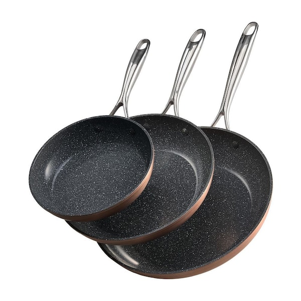 8/10/12 in. Aluminum Frying Pan Set, 3-Pack in Gray