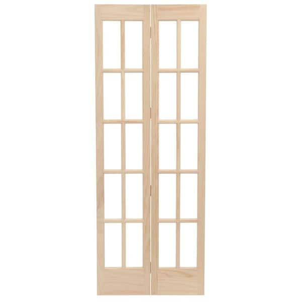Pinecroft 30 in. x 80 in. Classic Clear Full-Lite French Glass Universal/Reversible Interior Wood Bi-fold Door