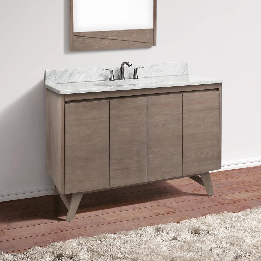 Coventry 48'' Gray Teak Solid Wood Single Free-Standing Vanity Base