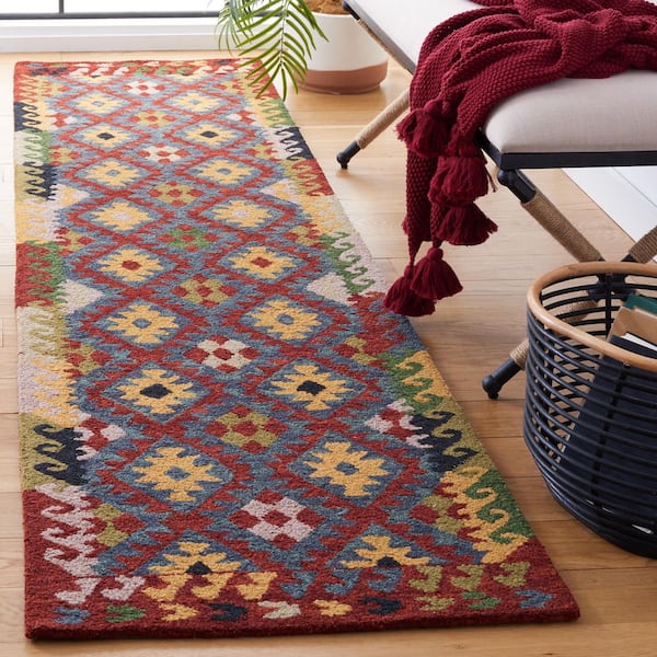 Aspen 2 ft. x 9 ft. Red/Yellow Aztec Diamond Runner Rug