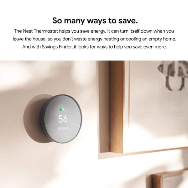 Google Nest Thermostat - Smart Programmable Wi-Fi Thermostat - Fog 