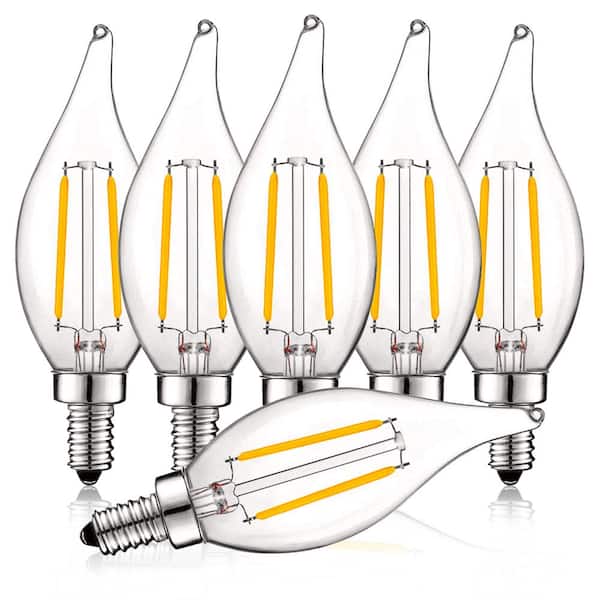 LUXRITE 40-Watt Equivalent CA11 Dimmable LED Light Bulbs UL Listed 2700K Warm White (6-Pack)