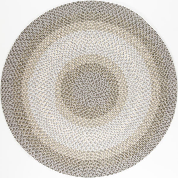 Rhody Rug Pioneer Frosty Multi 4 ft. x 4 ft. Round Indoor/Outdoor Braided Area Rug