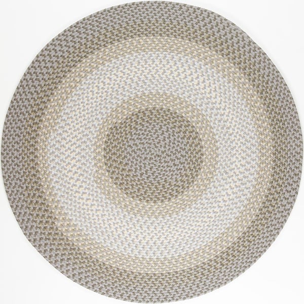Rhody Rug Pioneer Frosty Multi 8 ft. x 8 ft. Round Indoor/Outdoor Braided Area Rug