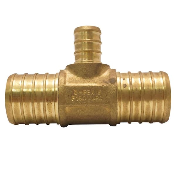 Litorange 1/2 inch T PEX Tee 1/2 x 1/2 x 1/2 (pack of 8) Lead-Free Brass  Barb Crimp Pipe Fitting/Fittings