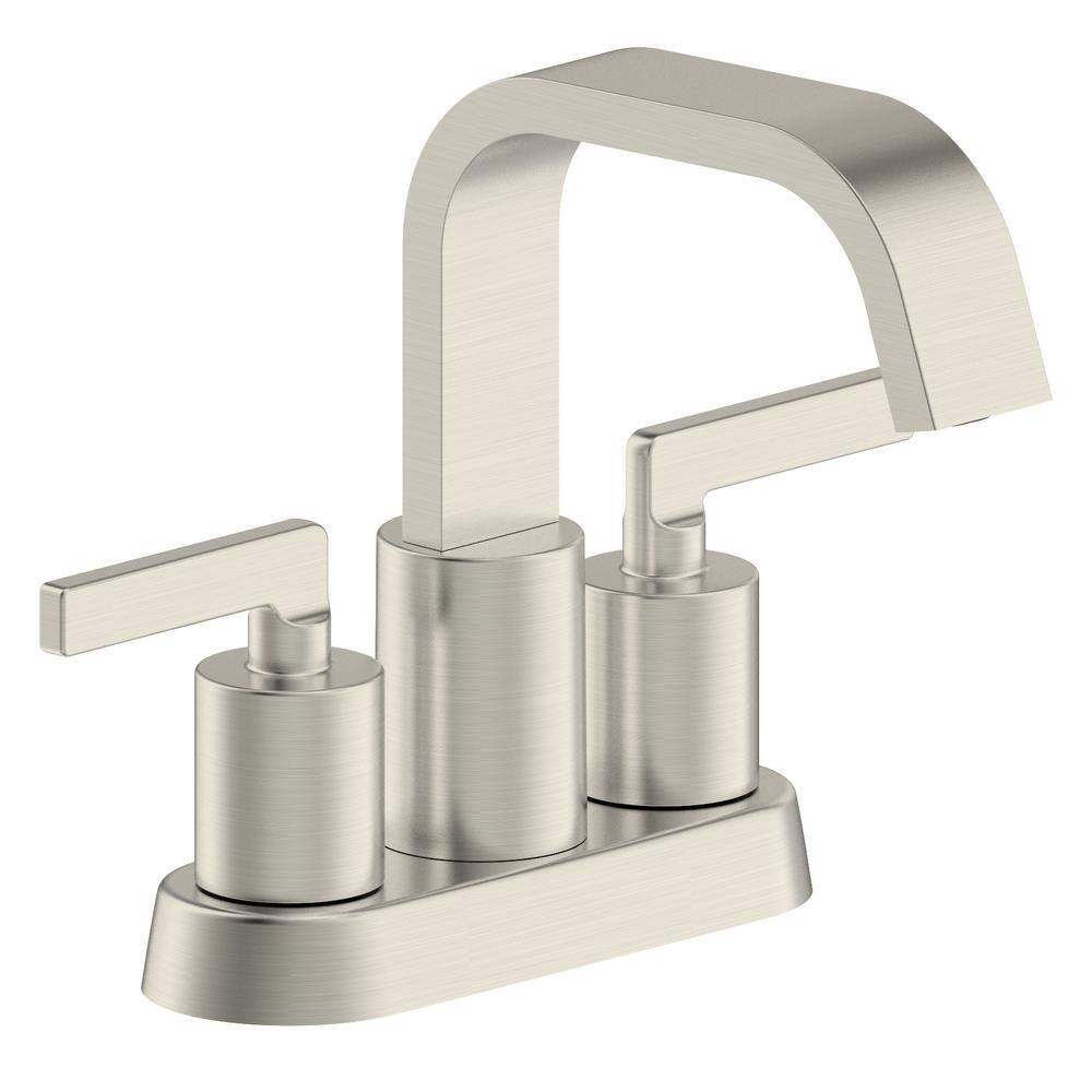 Brushed Nickel Double Handle High Arc Bathroom Faucet